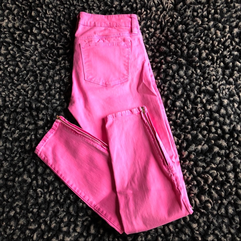 J. Crew Neón pink toothpick ankle jeans size 26